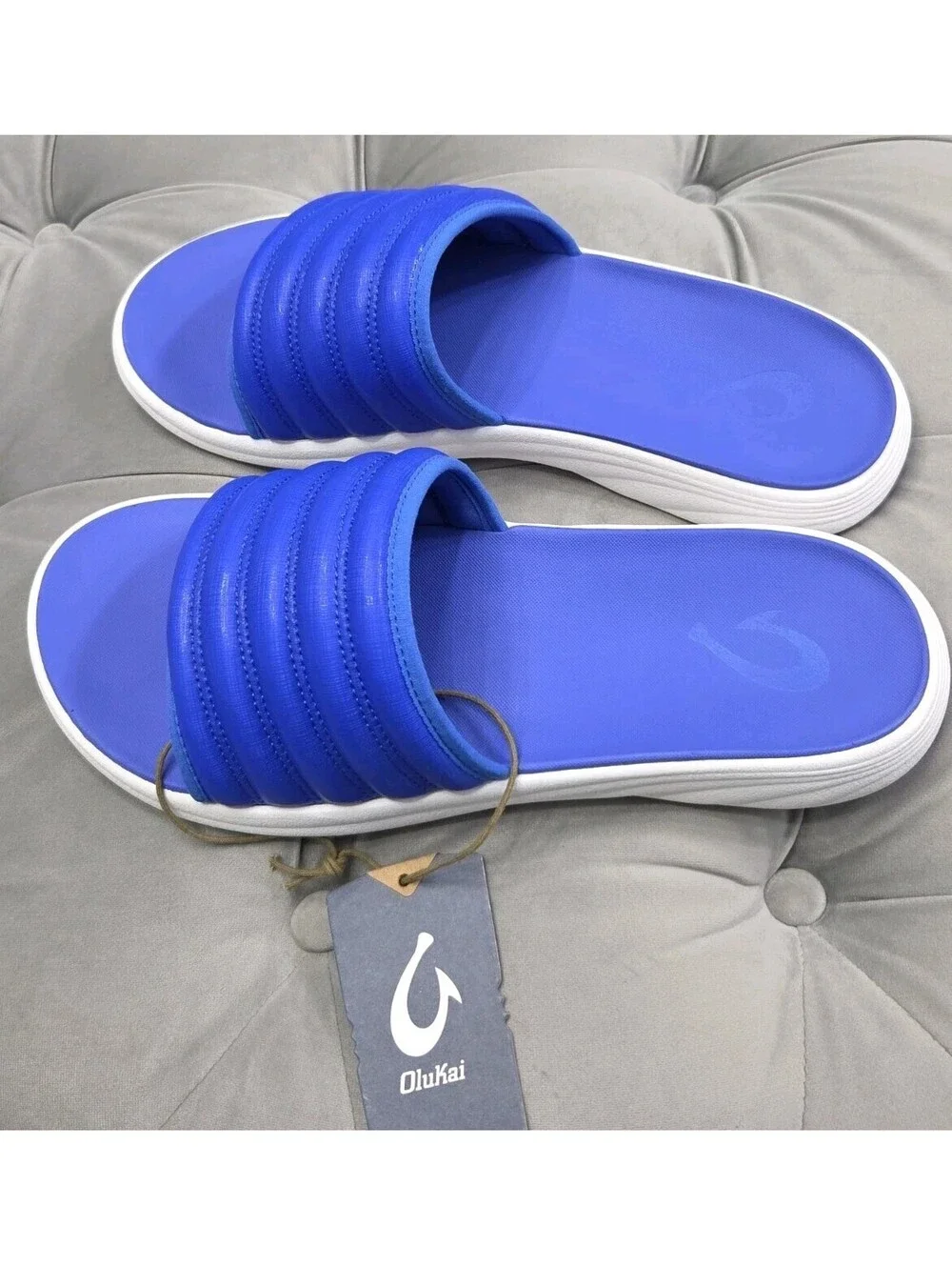OluKai Komo Slide Blue Waterproof Comfort Sandals Flats Mens Shoes 13 New $99